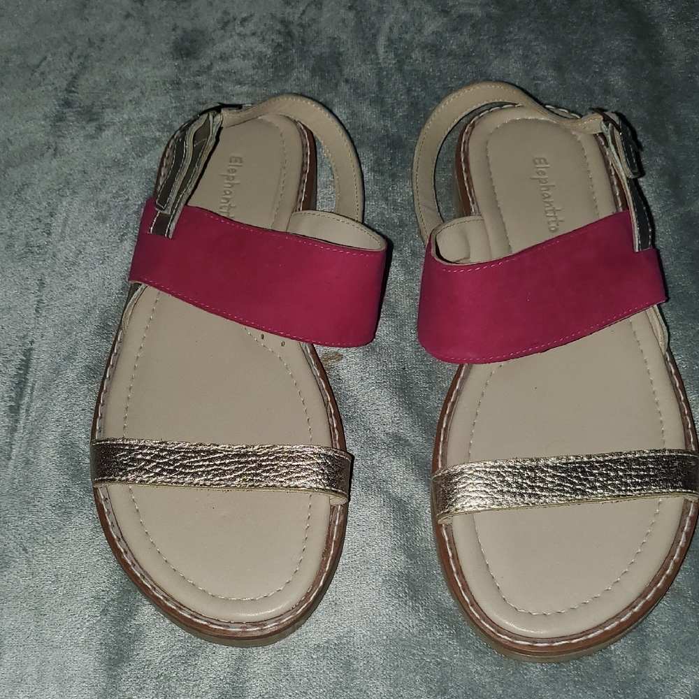 Elephantito Fuchsia and Gold Sandals